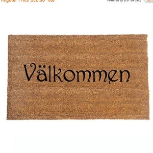 NEW Swedish welcome mat Valkommen Scandinavian style Sweden come in doormat custom personalized language lover new house gift