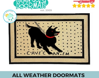 Cave Canem doormat | All Weather door mat | Low Profile rug  | indoor outdoor mat | Pompeii mosaic | beware of the dog | Dog lover gift