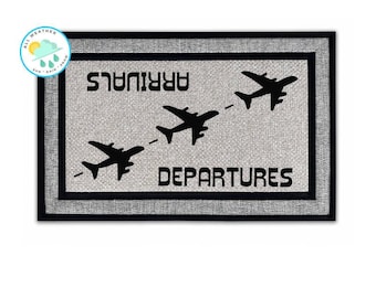 Funny Airplane Arrivals Departures Doormat | Pilot Aviation Welcome Mat