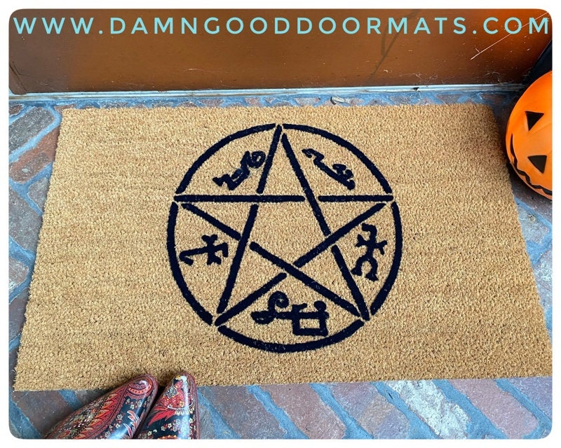 Keychain - Rectangle - Demon Trap - Leather Keychain - Rectangle - Demon Trap - Leather