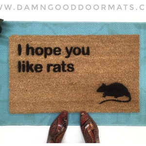 I hope you like rats rodent doormat Halloween Gothic home decor rat lover gift welcome mat unwelcome doormat doormatt new house gift