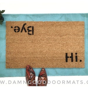 BLOCK Hi Bye boho style doormat Welcome mat skinny custom personalized rug outdoor housewarming gift doormatt new house gift