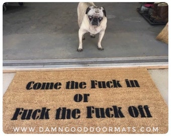 Come the fuck in or fuck the Fuck off malcolm tucker funny doormat still game thick if it rude go away sign boyfriend gift new house gift ()