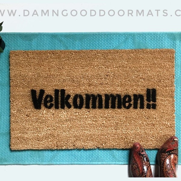 Norway Norwegian Danish Dansk doormat - Velkommen-  Come In welcome languages hygge doormatt new house gift