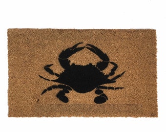 Crustaceancore Chesapeake Bay blue crab funny nautical beach house decor Baltimore doormat Ocean City Maryland Rehoboth beach vacation home