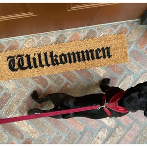 Olde German doormat Willkommen come in welcome mat outdoor doormat  language lover bilingual gifts for him under 50 doormatt new house gift