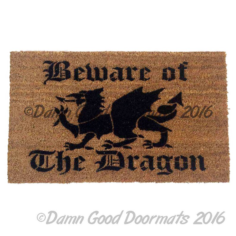 T Rex security warning doormat\u2122 funny dino pre-historic dinosaur doormatt new house gift