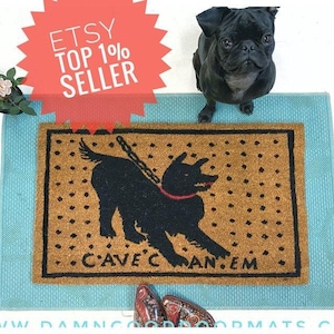 Cave Canem Romeins mozaïek deurmat Latijn pas op voor de hond welkom grappige deurmat kunstgeschiedenis nerd pompeii makelaar sluitingscadeau nieuw huis cadeau