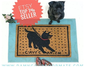 Cave Canem Roman mosaic  doormat latin beware of the dog welcome funny door mat art history nerd pompeii realtor closing gift new house gift