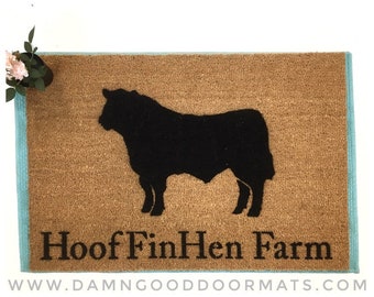 black angus cow Farm life Ranch sign doormat entrance rug doormatt new house gift custom personalized Ranch doormat ()