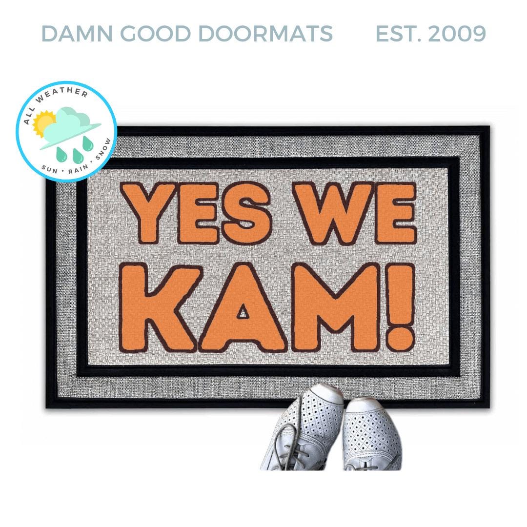Yes We KAM Patriotic Decor ORANGE All Weather Rug Vote Blue Madam ...