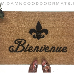Bienvenue French Welcome FLUER DE LIS door mat outdoor eco friendly doormat wedding present hostess gift