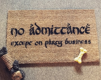 Tolkien Bilbo No admittance except on Party business TEXT funny doormat geek stuff nerdy book lover gift doormatt new house gift ()