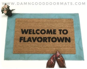 Welcome to FLAVORTOWN Guy Fieri doormat funny food network gift for him doormatt