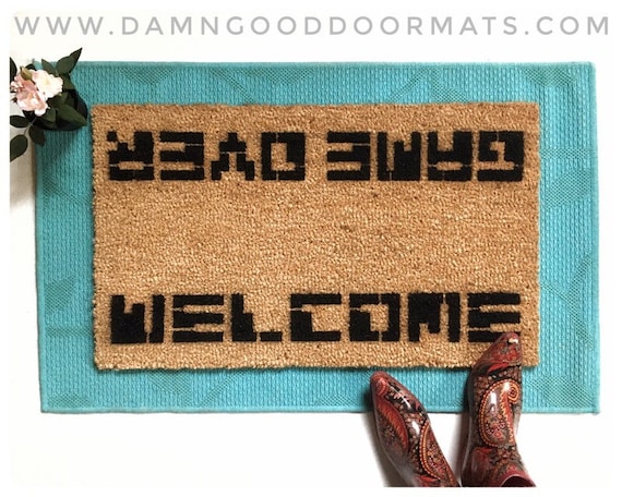 80 S Style Video Game Game Over Welcome Doormat Nerdy Gift Atari Gameboy Vintage Arcade Games Pac Man Gift For Him Welcome Mat Doormatt