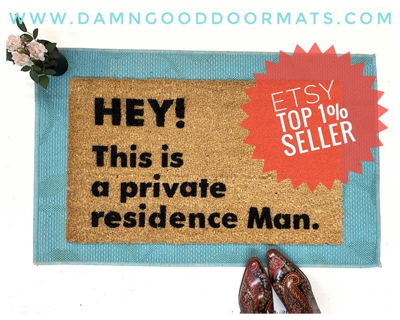 Promotional graphic for an all natural, sustainable, eco-friendly coir doormat made by Damn GoodDoormats