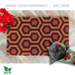 Orange Hex pattern doormat | The Shining carpet | Classic Movie fan gift | Boho welcome mat