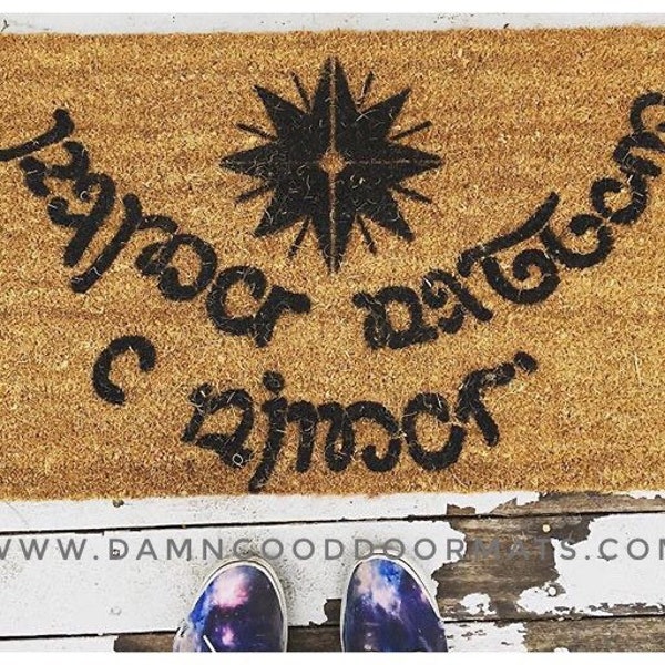 Elvish Speak Friend and Enter | pedo mellon a minno | Tolkien doormat