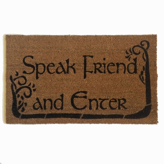 Tolkien Speak Friend And Enter Geek Funny Doormat Nerd Gift Outdoor Welcome Mat Doormatt New House Gift Door Durin Gandalf