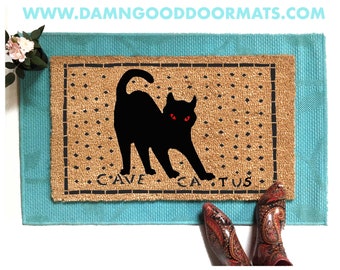 Beware of Cat | Funny cat gift | Cave Catus | Latin Halloween doormat *
