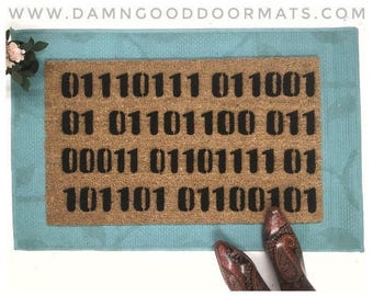 Geeky Binary Code Doormat, Eco Friendly Coir (Outdoor Welcome Mat)