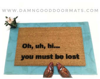 Social Distancing  uh hi... you must be lost funny go away doormat housewarming hostess gift wedding gift doormat doormat skinny doormat ()