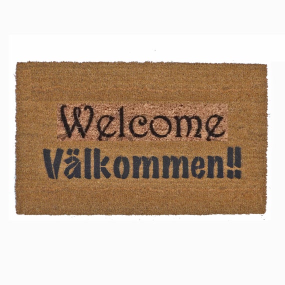 Englisch Und Schwedisch Willkommen Matte Valkommen Schweden Etsy
