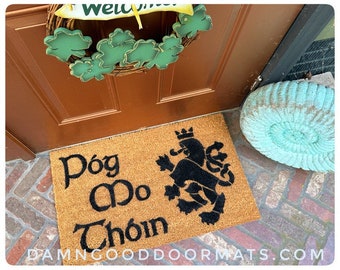 Póg Mo Thóin Irish rude doormat funny door mat  kiss my ass Heraldic Lion Medieval Welcome mat doormat gaelic doormatt new house gift