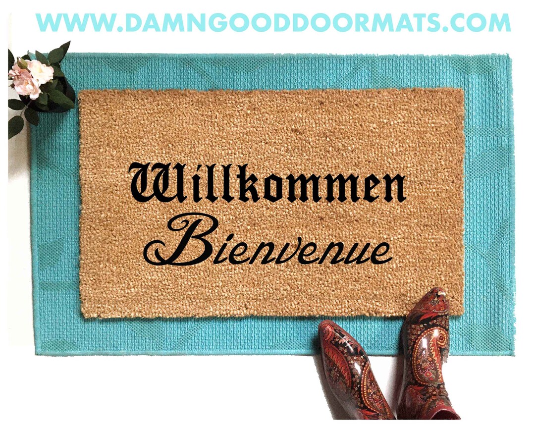Willkommen Bienvenue Mat German French Doormat Mat Doormat