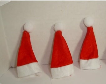 Small Santa Hats/ Set of 4/ 3" tall/ Holiday/ Craft Supplies*