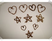 Small Tiny Vine Hearts Stars Set of 10 Craft Supplies