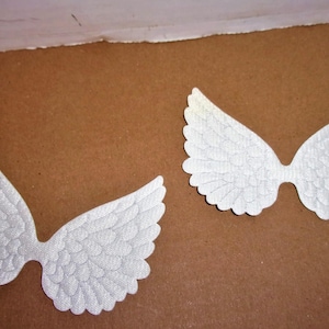 Iridescent White Angel Wings w/ Glitter/ Tiny Size*- 3&quot; by 2 1/2&quot; / Set of 3/ Craft Supplies*