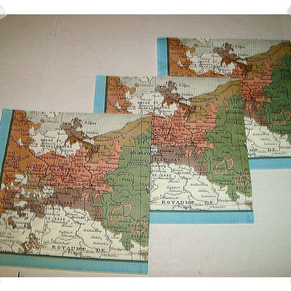 Paper Napkin for Decoupage / Map Theme/ Set of 3*/ Craft Supplies**