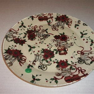Glass Holiday Plate/Decoupage and Painted*/ Holiday/ Supplies**