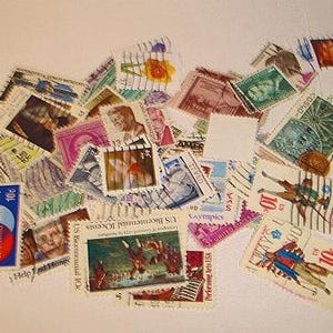 Assorted Lot of Used Postage Stamps/Over 25 pieces/ Craft Supplies/ Free Shipping*