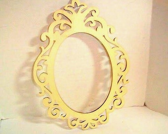 Wooden Cut Filigree Oval Frame (small)/ Unfinished/ Single / Craft Supplies*
