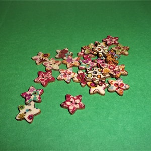 Painted Wooden Buttons/ Stars/ Set of 20 or more*/Craft supplies/ Free Shipping*