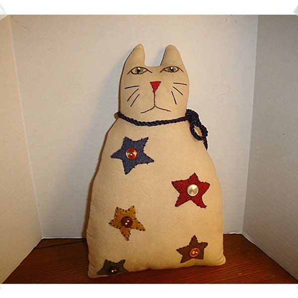 Primitive Cat Shelf Sitter/Felt & Muslin Fabric/ Hand Embroidered/ Made to Order*