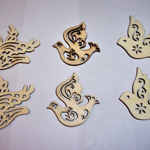 Wooden Cutouts/ Unfinished- Birds- Set of 6/ Craft Supplies/ Free Shipping*