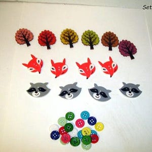 Painted Wooden Buttons/ Animals, Trees & Tiny buttons/ 6 Sets to Choose from*/Craft supplies/ Free Shipping*