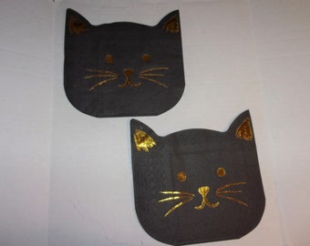 Black Paper Cat Napkins for Decoupage/ Assorted SETS to Choose from/ Craft Supplies**