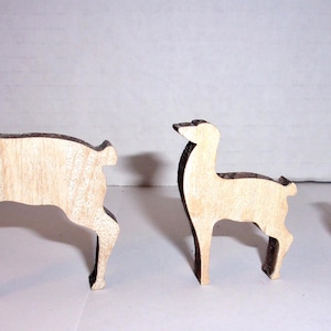 Special Listing- Wooden Standing Deers, **Flaw in small Ears- Unfinished / Set of 9- 3 sizes/ Holiday Decor/ Craft Supplies*