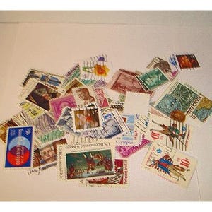 Assorted Lot of Used Postage Stamps/Over 25 pieces/ Craft Supplies/ Free Shipping*