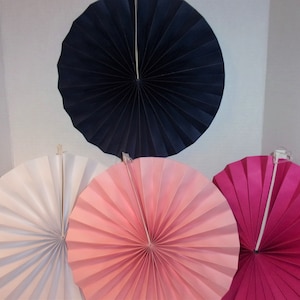 Paper Hanging Round Fan/ Set of 2 or Set of 4/ 12&quot; wide/ 4 Colors/ Craft Supplies*