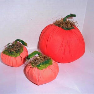 Fabric Pumpkins/Assorted Color Orange/Set of 3/Holiday Décor/ Handmade**