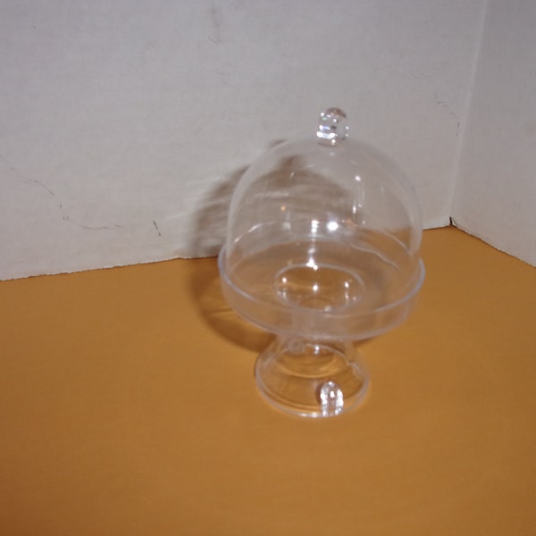 Miniature Clear Plastic Cake Stand/ 4 1/8" tall/Singles /Craft Supplies*