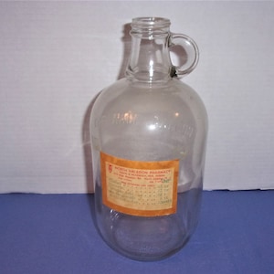 Large Glass Jug with Round Handle & Screw-on (no cap*)/ Vintage/ Supplies*