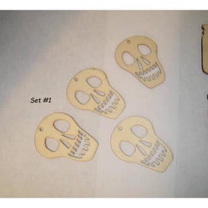 Wooden Cutouts/ Unfinished- Set/4- Skull, Mason Jar, Spider/ 2 Chooses/ Holiday/ Craft Supplies*