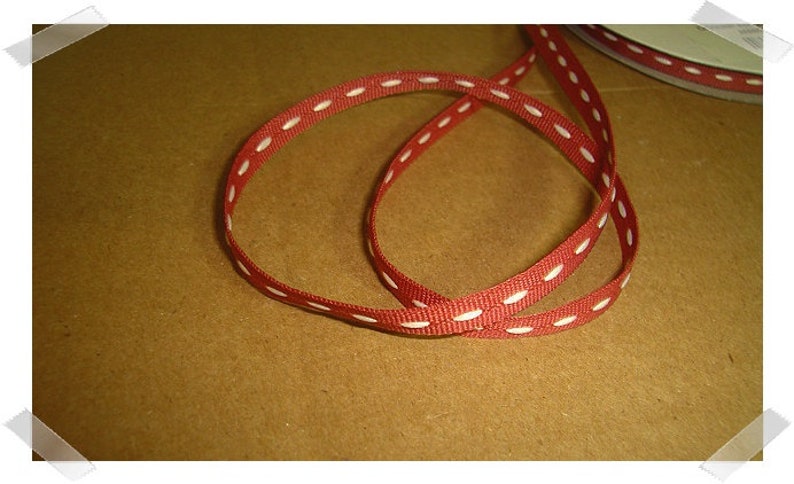 Grosgrain Ribbon Colors Cranberry OR Navy with White StitchingAssorted YardagesCraft Supplies*