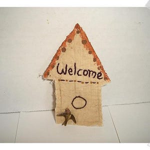 Birdhouse Magnet/Tea Dyed Muslin Fabric /Handmade/ Free Shipping*